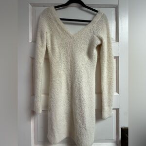 Abercrombie & Fitch Cream Long Sleeve Dress